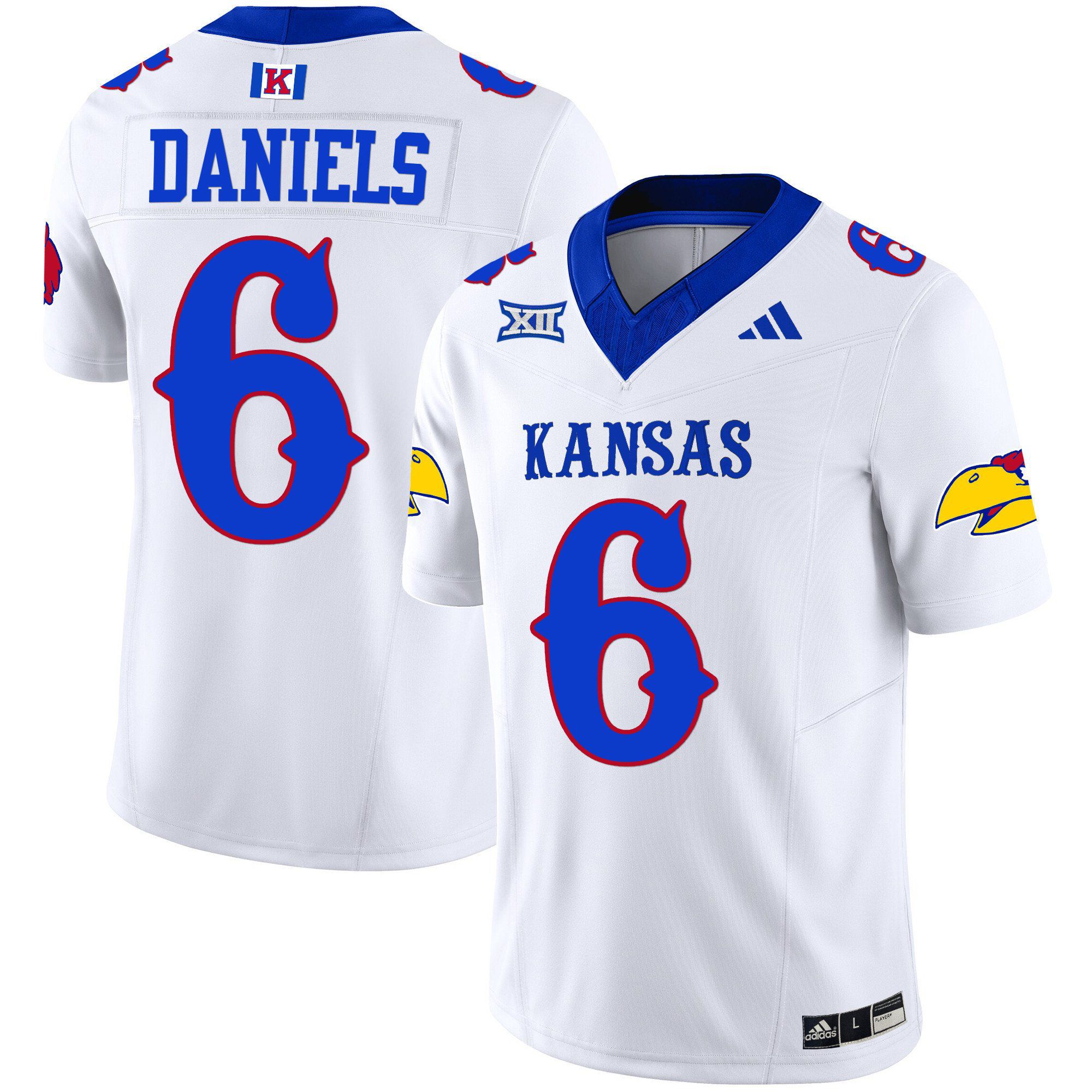 Men Kansas Jayhawks #6 Daniels White 2024 Blackhawk Vapor Limited NCAA Jersey->indianapolis colts->NFL Jersey